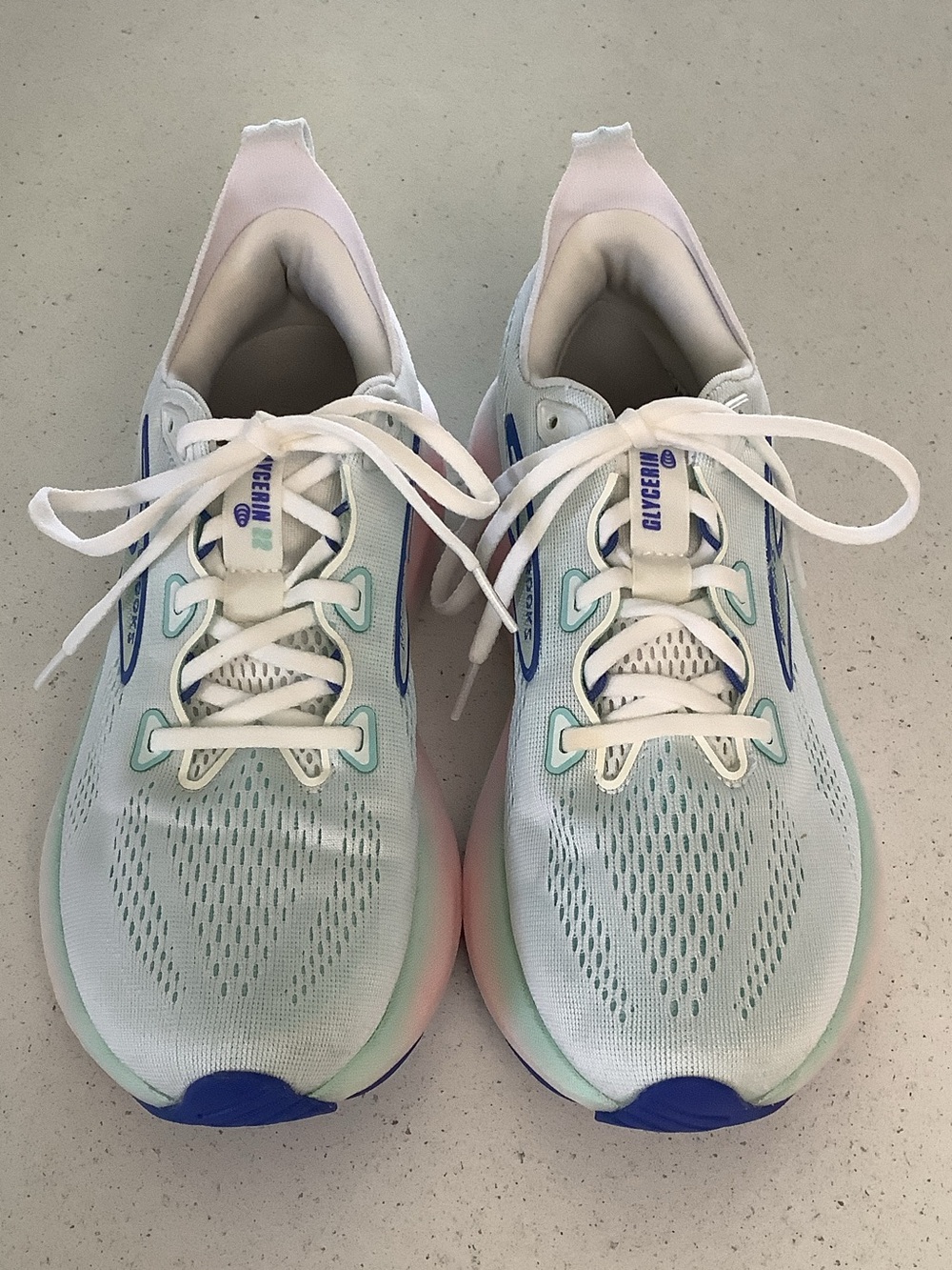 Brooks Women's Pastel Blue Mesh Running Sneakers with Pink Accents